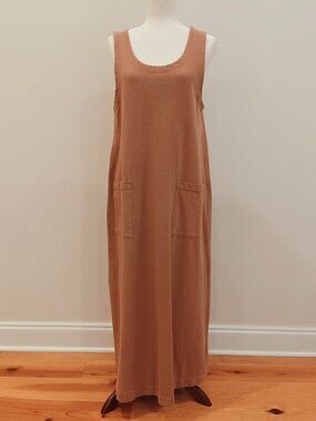 Vintage Mishi Maxi Tank Dress Large Cotton Overall Lagenlook Jumper USA Relaxed